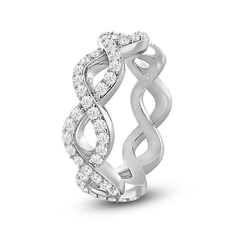 Round Diamond Full Infinity Ring with Platinum / Lab / 3/4 Cut Diamond in 14KT Platinum / Lab / 3/4 view 2
