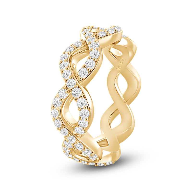 Round Diamond Full Infinity Ring with 18KT Yellow Gold / Lab / 3/4 Cut Diamond in 14KT Yellow Gold / Lab / 3/4 view 2
