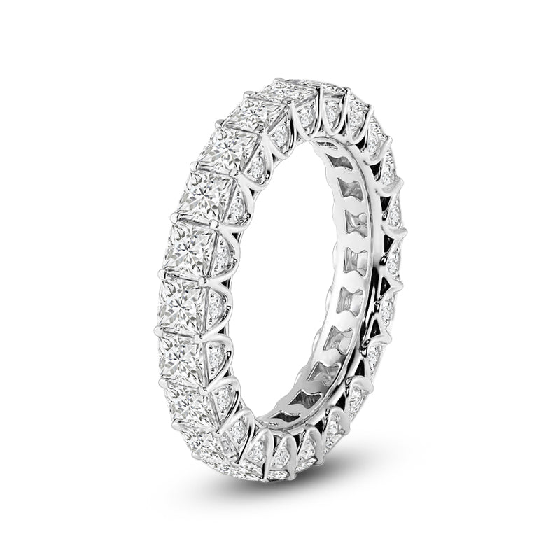 Three-Sided Princess Diamond Eternity Ring with Platinum / Lab / 4 1/4 Cut Diamond in 14KT Platinum / Lab / 4 1/4 view 2
