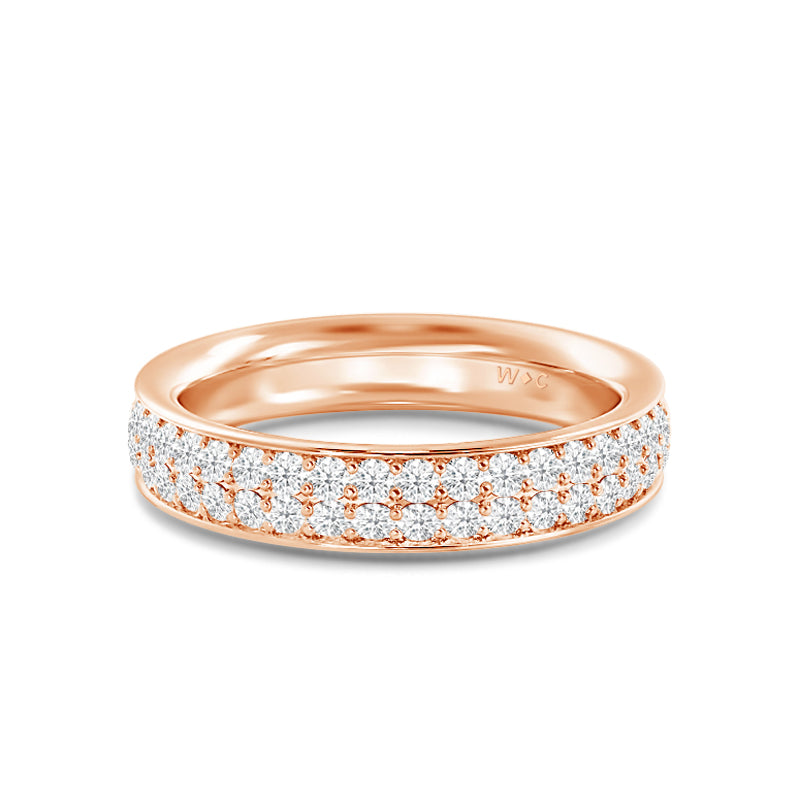 Double Row Round Diamond Eternity Ring with 18KT Rose Gold / Lab / 3/4 Cut Diamond in 14KT Rose Gold / Lab / 3/4 view 1
