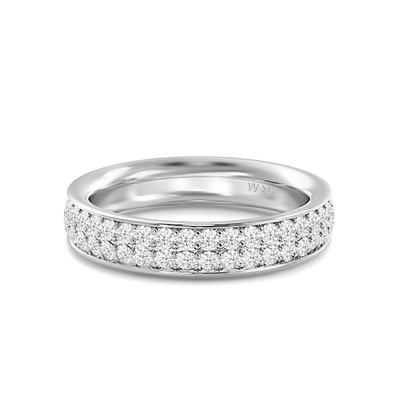 Double Row Round Diamond Eternity Ring with Platinum / Lab / 3/4 Cut Diamond in 14KT Platinum / Lab / 3/4 view 1
