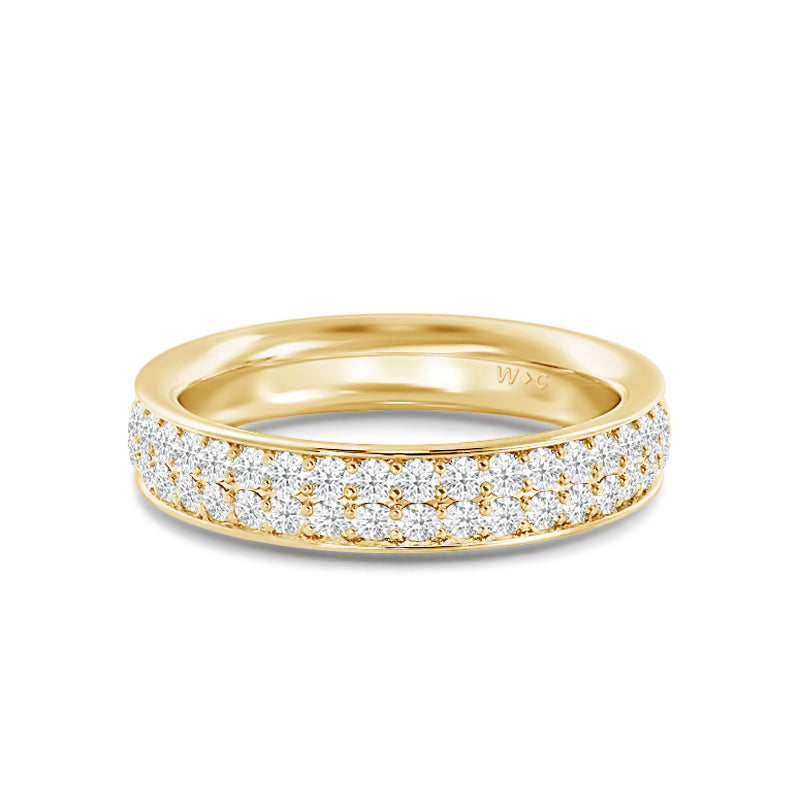 Double Row Round Diamond Eternity Ring with 18KT Yellow Gold / Lab / 3/4 Cut Diamond in 14KT Yellow Gold / Lab / 3/4 view 1
