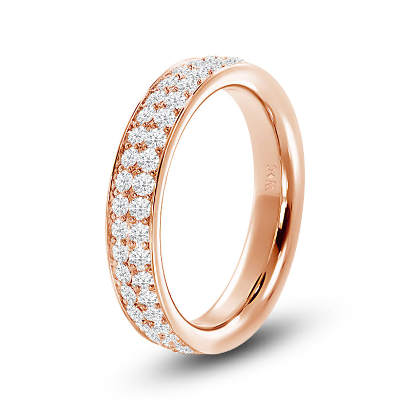Double Row Round Diamond Eternity Ring with 18KT Rose Gold / Lab / 1 3/8 Cut Diamond in 14KT Rose Gold / Lab / 1 3/8 view 2
