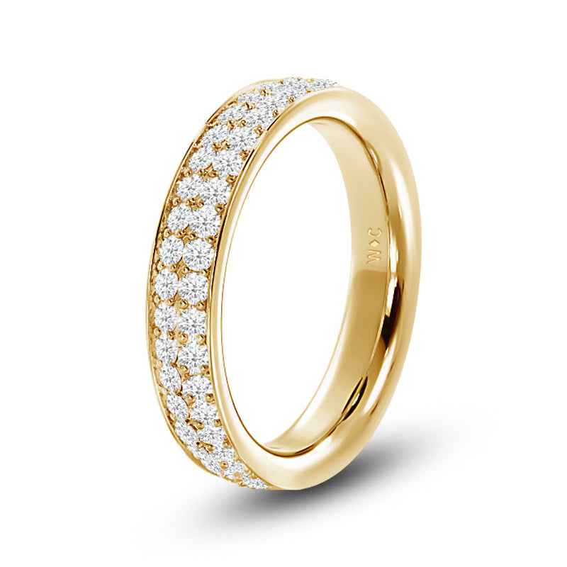 Double Row Round Diamond Eternity Ring with 18KT Yellow Gold / Lab / 1 3/8 Cut Diamond in 14KT Yellow Gold / Lab / 1 3/8 view 2
