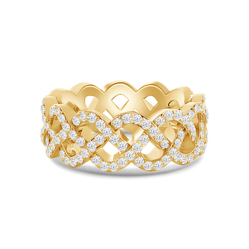 Full Braided Diamond Eternity Ring with 18KT Yellow Gold / Lab / 1 1/3 Cut Diamond in 14KT Yellow Gold / Lab / 1 1/3 view 1
