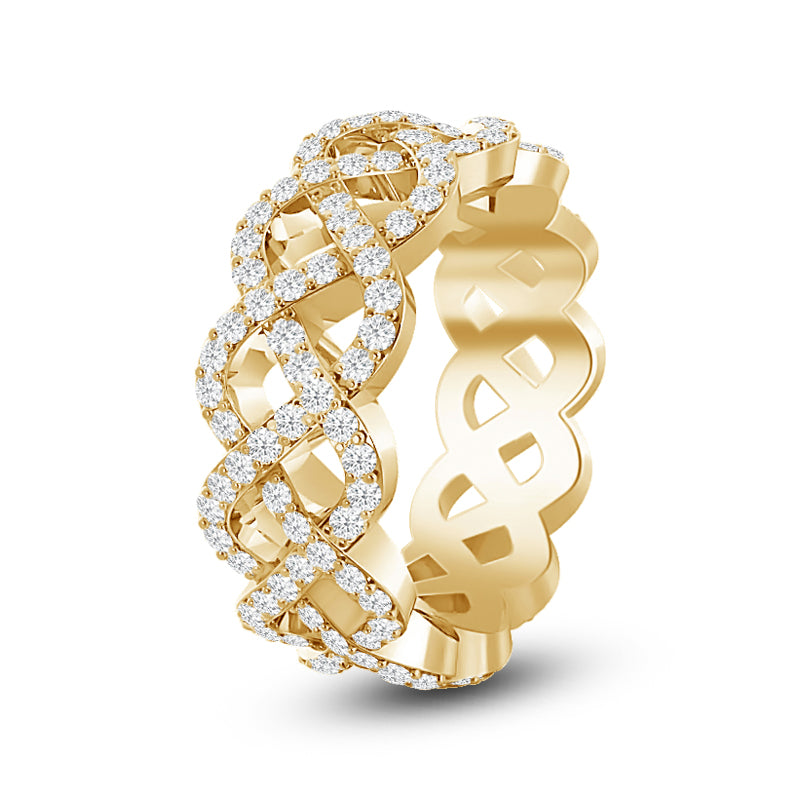 Full Braided Diamond Eternity Ring with 18KT Yellow Gold / Lab / 1 1/3 Cut Diamond in 14KT Yellow Gold / Lab / 1 1/3 view 2
