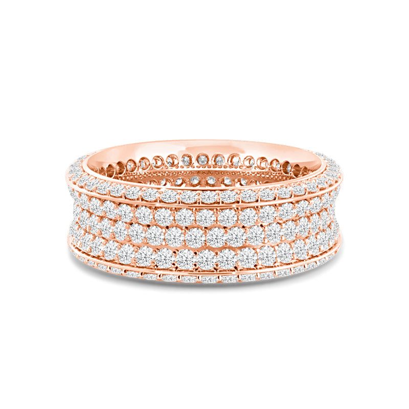 Five Row Diamond Wide Eternity Ring with 18KT Rose Gold / Lab / 2 Cut Diamond in 14KT Rose Gold / Lab / 2 view 1
