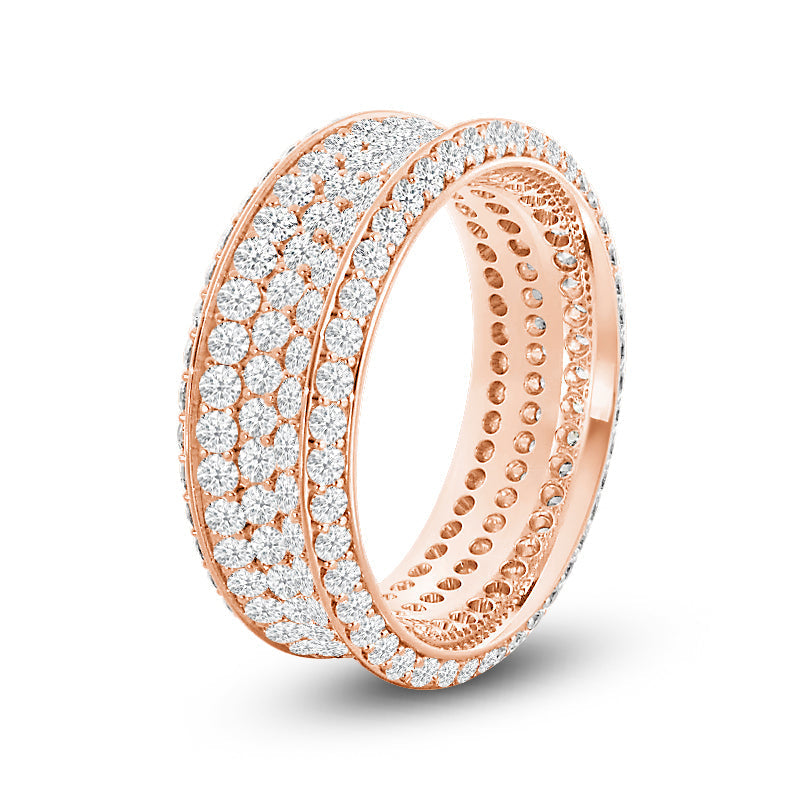 Five Row Diamond Wide Eternity Ring with 18KT Rose Gold / Lab / 2 Cut Diamond in 14KT Rose Gold / Lab / 2 view 2
