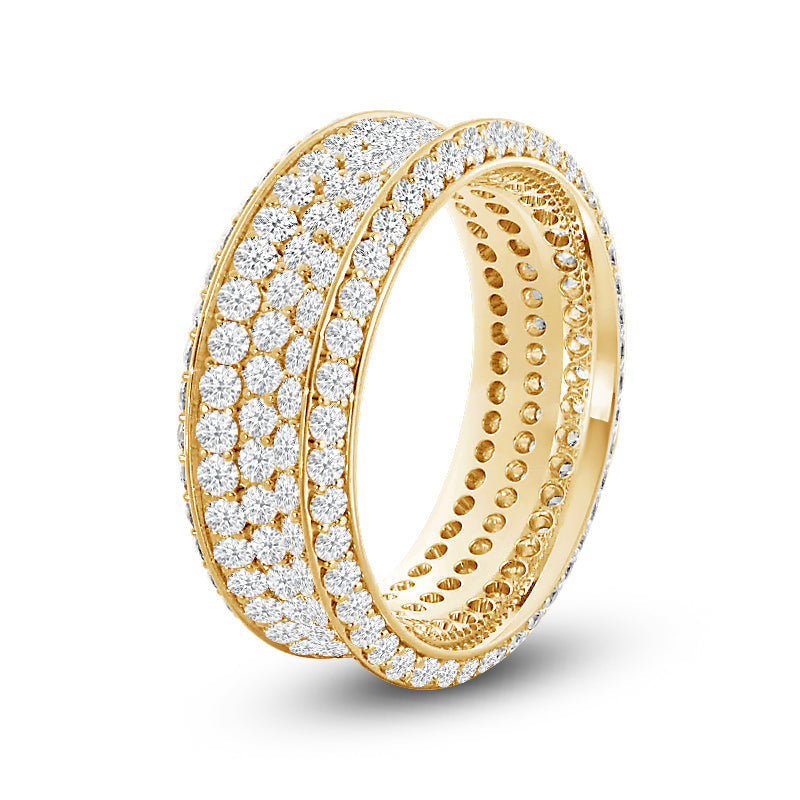 Five Row Diamond Wide Eternity Ring with 18KT Yellow Gold / Lab / 2 Cut Diamond in 14KT Yellow Gold / Lab / 2 view 2
