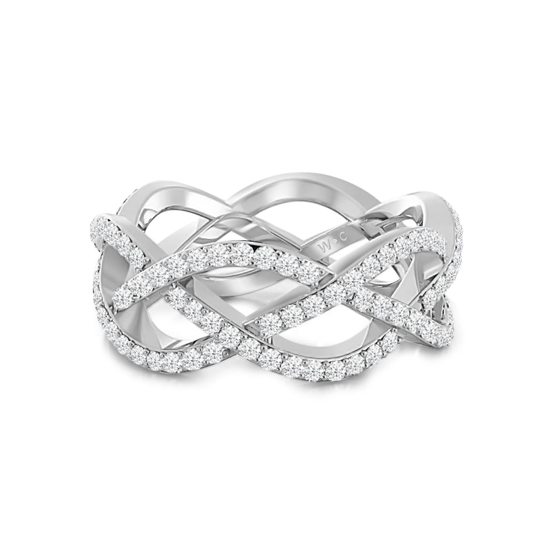 Loose Braid Diamond Eternity Ring with Platinum / Lab / 1 Cut Diamond in 14KT Platinum / Lab / 1 view 1
