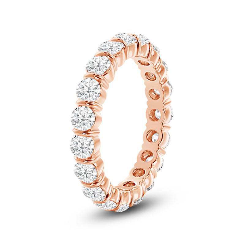 Bar Set Round Diamond Eternity Ring with 18KT Rose Gold / Lab / 2 1/3 Cut Diamond in 14KT Rose Gold / Lab / 2 1/3 view 2
