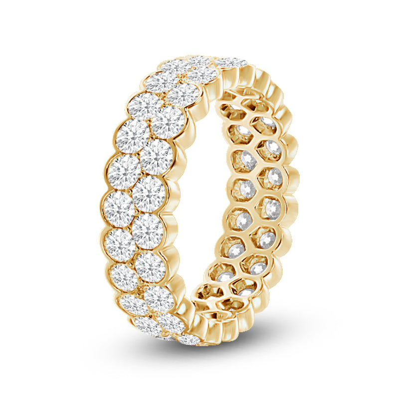 Scalloped Two Row Diamond Eternity Ring with 18KT Yellow Gold / Lab / 2 3/8 Cut Diamond in 14KT Yellow Gold / Lab / 2 3/8 view 2
