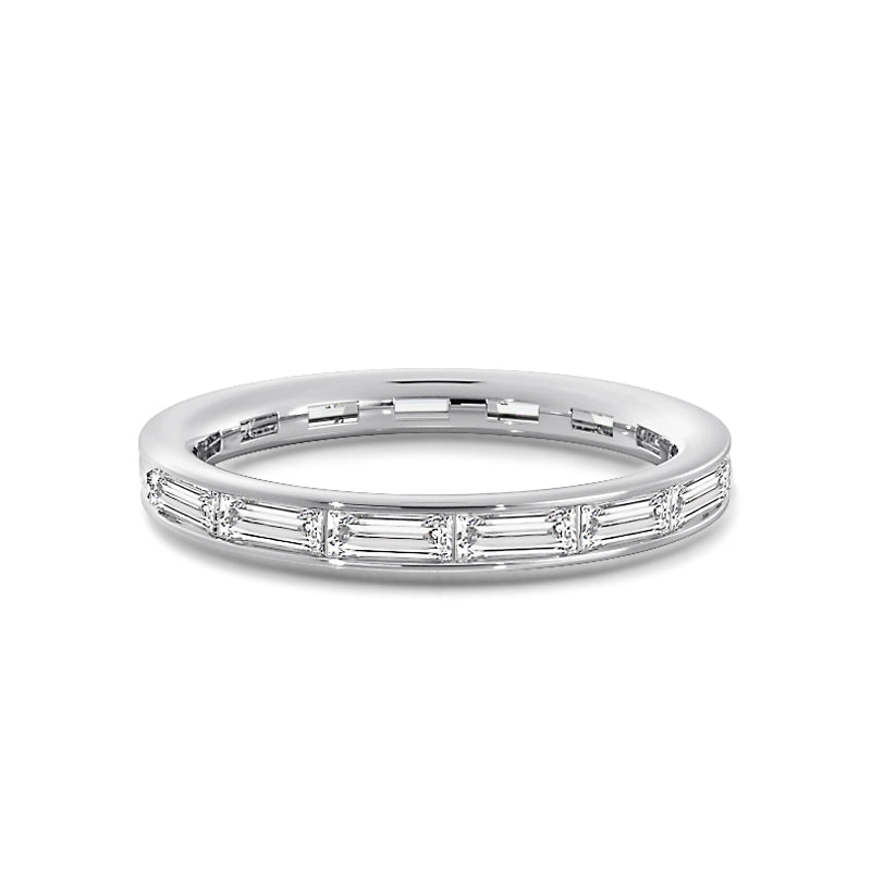 Baguette Diamond East-West Eternity Ring with Platinum / Lab / 3/4 Cut Diamond in 14KT Platinum / Lab / 3/4 view 1
