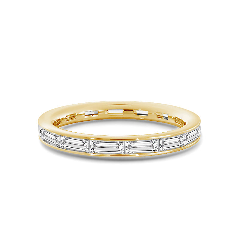 Baguette Diamond East-West Eternity Ring with 18KT Yellow Gold / Lab / 3/4 Cut Diamond in 14KT Yellow Gold / Lab / 3/4 view 1
