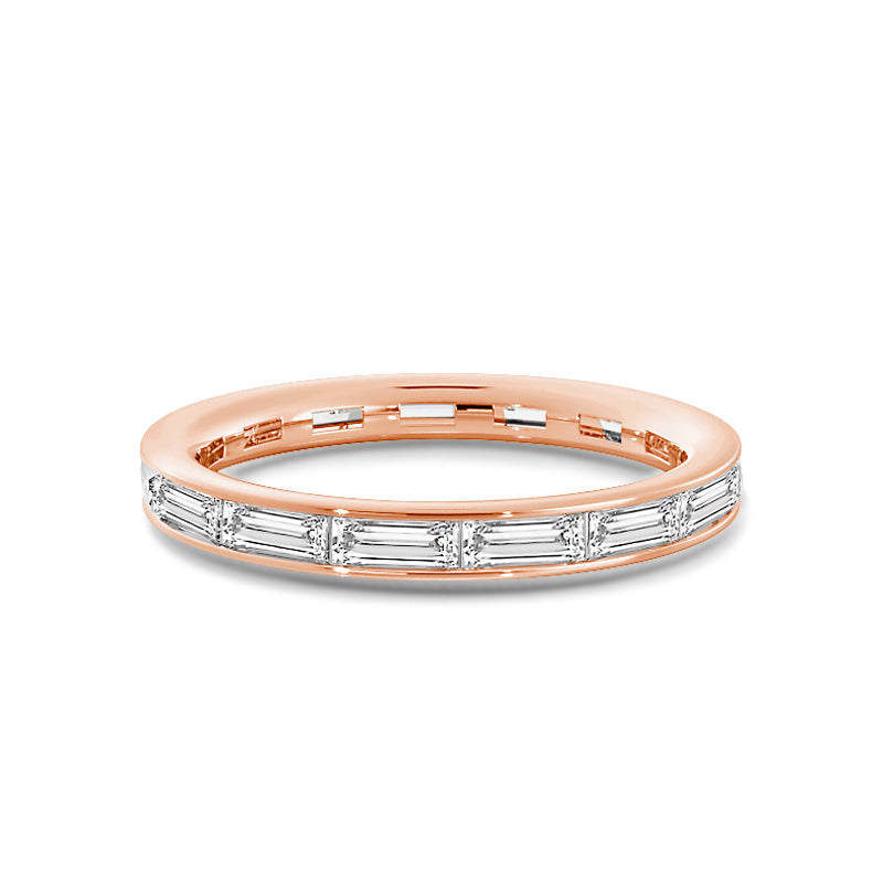 Baguette Diamond East-West Eternity Ring with 18KT Rose Gold / Lab / 1 1/4 Cut Diamond in 14KT Rose Gold / Lab / 1 1/4 view 1
