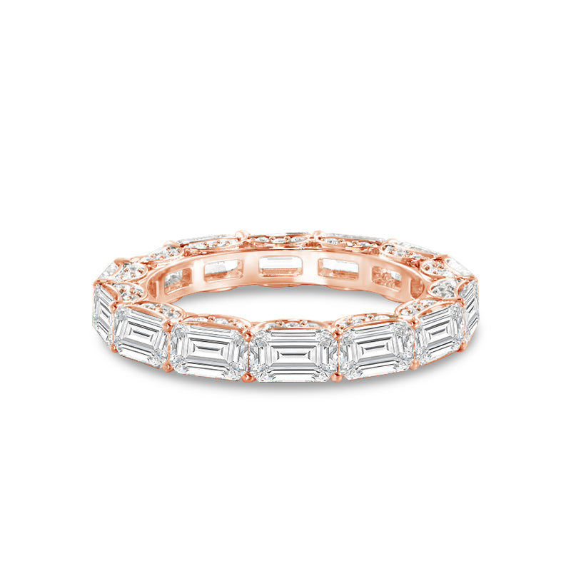 East-West Sash-Set Emerald Cut Diamond Eternity Ring with 18KT Rose Gold / Lab / 4 5/8 Cut Diamond in 14KT Rose Gold / Lab / 4 5/8 view 1
