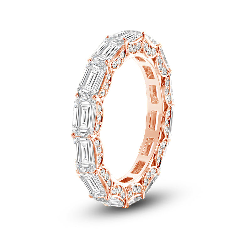 East-West Sash-Set Emerald Cut Diamond Eternity Ring with 18KT Rose Gold / Lab / 7 3/8 Cut Diamond in 14KT Rose Gold / Lab / 7 3/8 view 2
