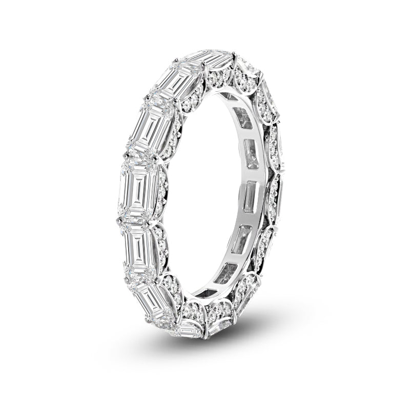 East-West Sash-Set Emerald Cut Diamond Eternity Ring with Platinum / Lab / 7 3/8 Cut Diamond in 14KT Platinum / Lab / 7 3/8 view 2
