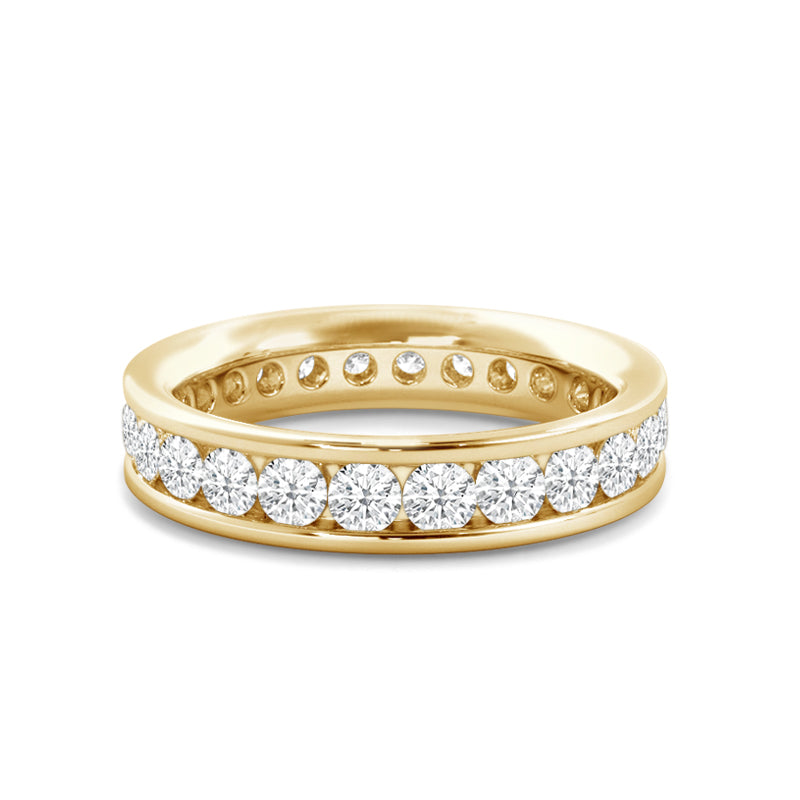 Single Row Channel Set Round Diamond Eternity Ring with 18KT Yellow Gold / Lab / 1 Cut Diamond in 14KT Yellow Gold / Lab / 1 view 1
