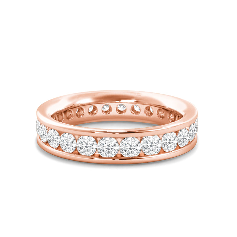 Single Row Channel Set Round Diamond Eternity Ring with 18KT Rose Gold / Lab / 1 1/3 Cut Diamond in 14KT Rose Gold / Lab / 1 1/3 view 1
