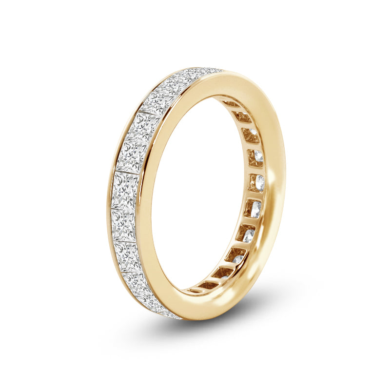 Channel Set Princess Diamond Full Eternity Ring with 18KT Yellow Gold / Lab / 2 1/4 Cut Diamond in 14KT Yellow Gold / Lab / 2 1/4 view 2
