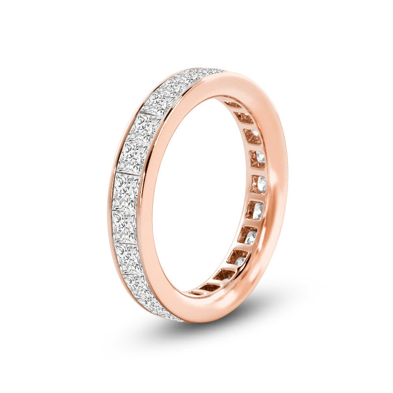 Channel Set Princess Diamond Full Eternity Ring with 18KT Rose Gold / Lab / 2 7/8 Cut Diamond in 14KT Rose Gold / Lab / 2 7/8 view 2
