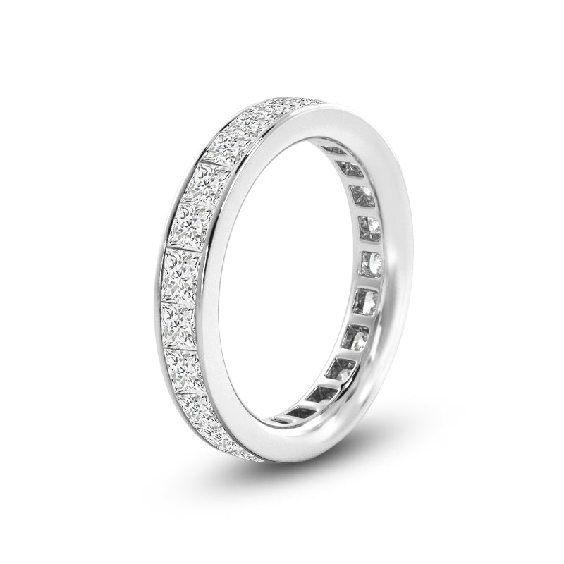 Channel Set Princess Diamond Full Eternity Ring with Platinum / Lab / 2 7/8 Cut Diamond in 14KT Platinum / Lab / 2 7/8 view 2
