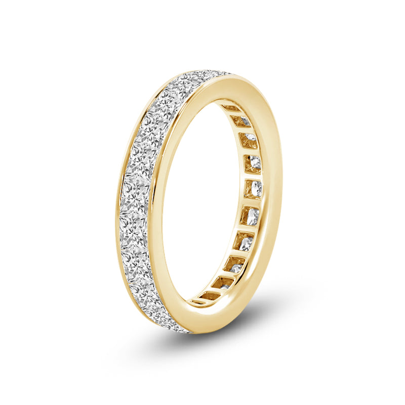 Channel Set Princess Diamond Full Eternity Ring with 18KT Yellow Gold / Lab / 3 Cut Diamond in 14KT Yellow Gold / Lab / 3 view 2
