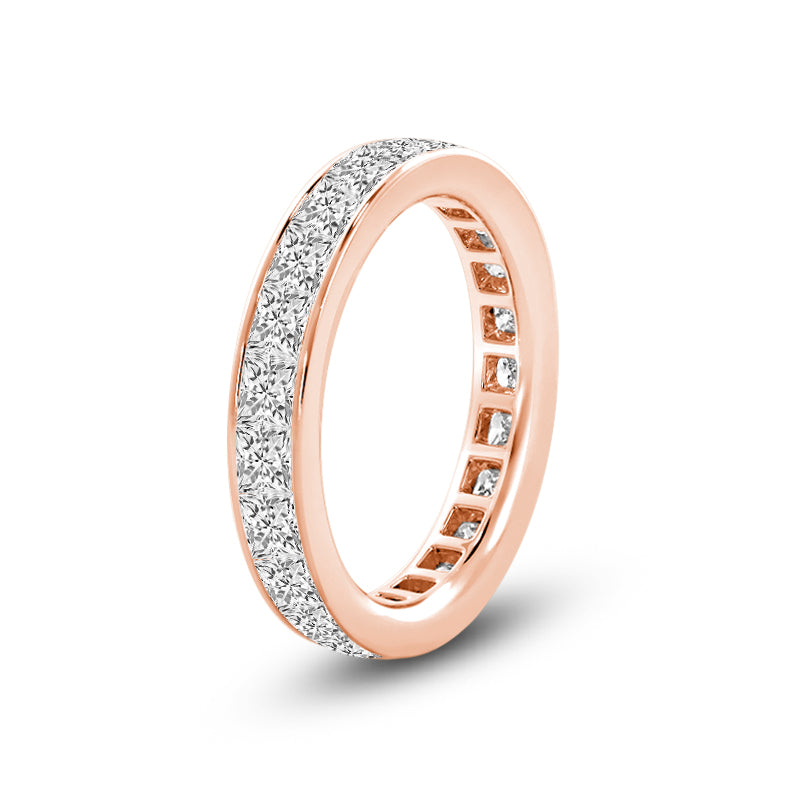 Channel Set Princess Diamond Full Eternity Ring with 18KT Rose Gold / Lab / 4 1/5 Cut Diamond in 14KT Rose Gold / Lab / 4 1/5 view 2
