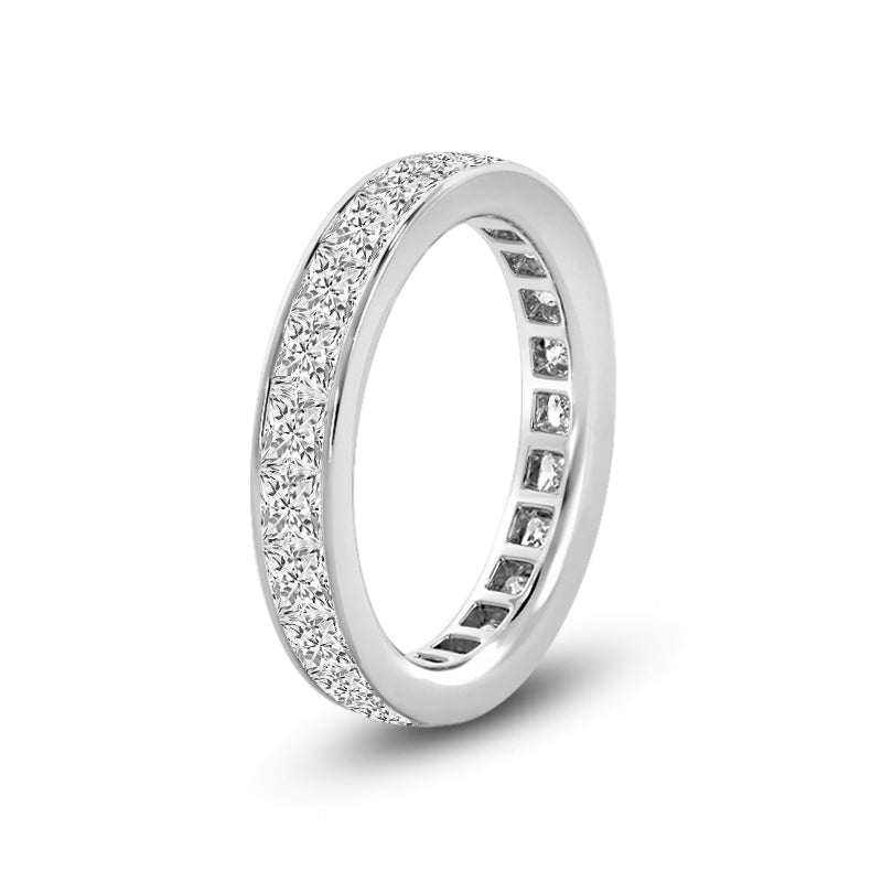 Channel Set Princess Diamond Full Eternity Ring with Platinum / Lab / 6 5/8 Cut Diamond in 14KT Platinum / Lab / 6 5/8 view 2
