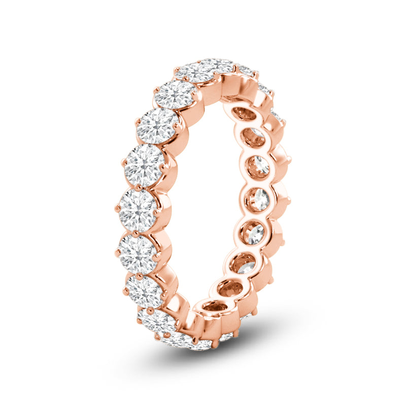 Scalloped Compass Prong Diamond Eternity Ring with 18KT Rose Gold / Lab / 2 1/3 Cut Diamond in 14KT Rose Gold / Lab / 2 1/3 view 2
