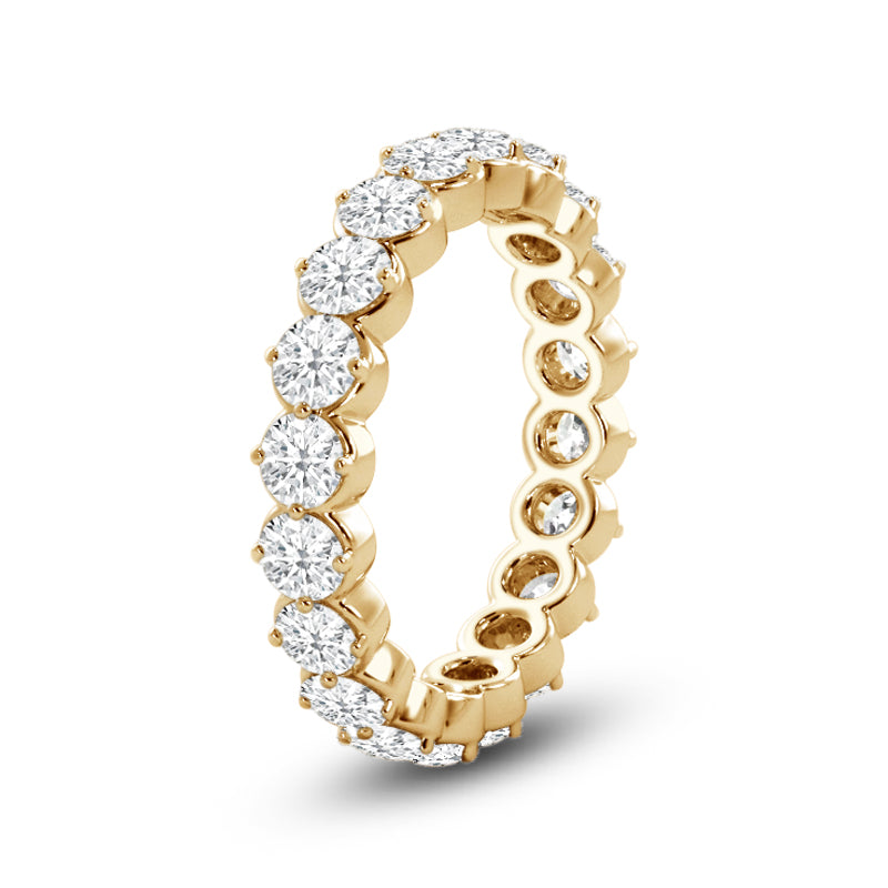 Scalloped Compass Prong Diamond Eternity Ring with 18KT Yellow Gold / Lab / 2 1/3 Cut Diamond in 14KT Yellow Gold / Lab / 2 1/3 view 2
