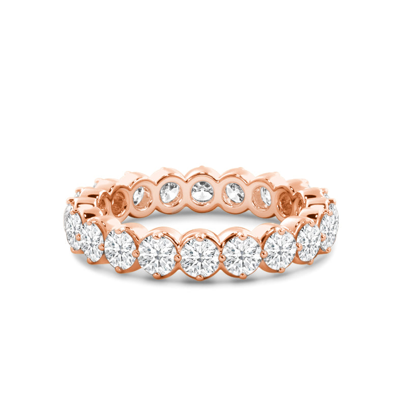 Scalloped Compass Prong Diamond Eternity Ring with 18KT Rose Gold / Lab / 4 Cut Diamond in 14KT Rose Gold / Lab / 4 view 1
