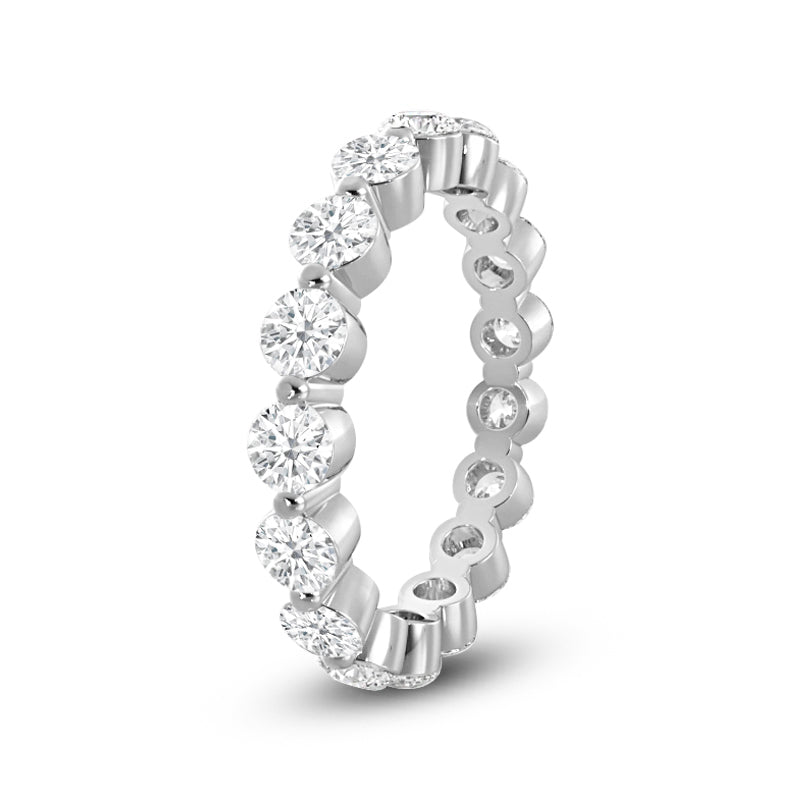 Scalloped Single Prong Round Diamond Eternity Ring with Platinum / Lab / 1 1/6 Cut Diamond in 14KT Platinum / Lab / 1 1/6 view 2
