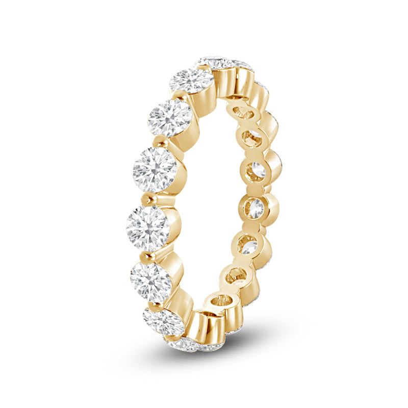 Scalloped Single Prong Round Diamond Eternity Ring with 18KT Yellow Gold / Lab / 1 1/6 Cut Diamond in 14KT Yellow Gold / Lab / 1 1/6 view 2
