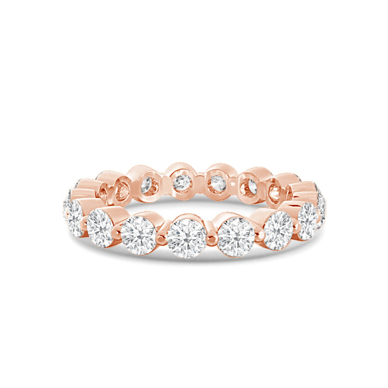 Scalloped Single Prong Round Diamond Eternity Ring with 18KT Rose Gold / Lab / 2 Cut Diamond in 14KT Rose Gold / Lab / 2 view 1
