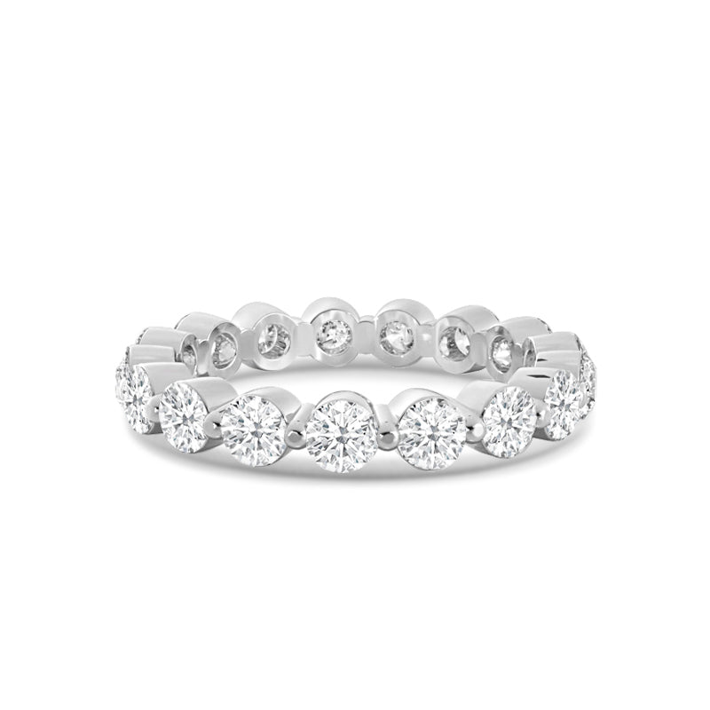 Scalloped Single Prong Round Diamond Eternity Ring with Platinum / Lab / 2 Cut Diamond in 14KT Platinum / Lab / 2 view 1
