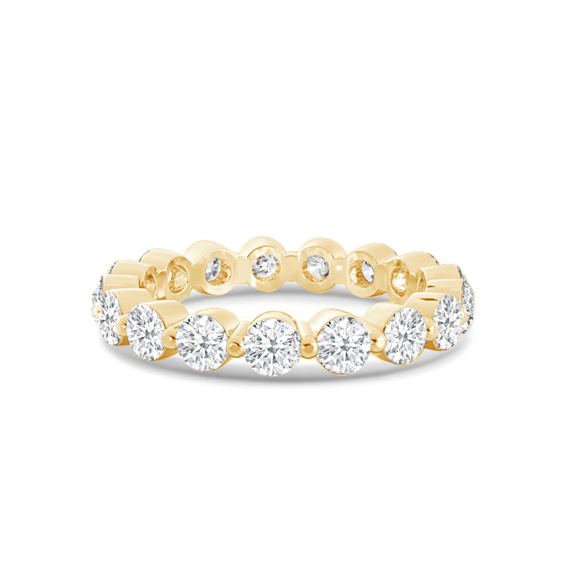 Scalloped Single Prong Round Diamond Eternity Ring with 18KT Yellow Gold / Lab / 2 Cut Diamond in 14KT Yellow Gold / Lab / 2 view 1
