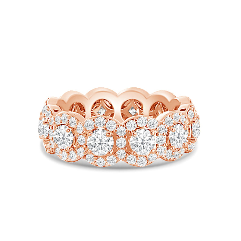 Scalloped Halo Round Diamond Eternity Ring with 18KT Rose Gold / Lab / 3 Cut Diamond in 14KT Rose Gold / Lab / 3 view 1
