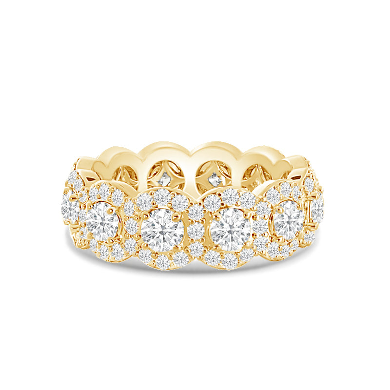 Scalloped Halo Round Diamond Eternity Ring with 18KT Yellow Gold / Lab / 3 Cut Diamond in 14KT Yellow Gold / Lab / 3 view 1
