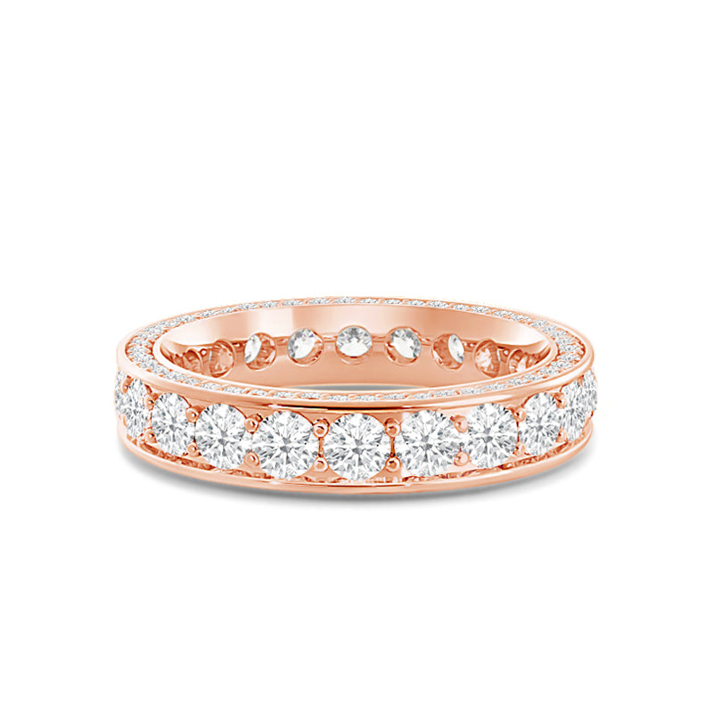 Pave Sides Round Diamond Eternity Ring with 18KT Rose Gold / Lab / 2 5/8 Cut Diamond in 14KT Rose Gold / Lab / 2 5/8 view 1
