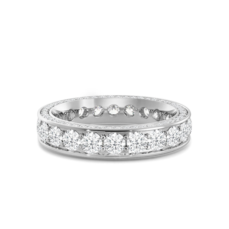 Pave Sides Round Diamond Eternity Ring with Platinum / Lab / 2 5/8 Cut Diamond in 14KT Platinum / Lab / 2 5/8 view 1
