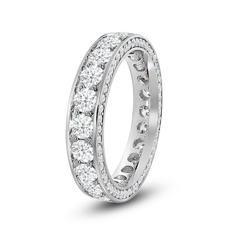 Pave Sides Round Diamond Eternity Ring with Platinum / Lab / 2 5/8 Cut Diamond in 14KT Platinum / Lab / 2 5/8 view 2
