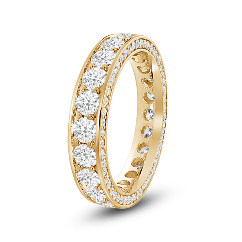 Pave Sides Round Diamond Eternity Ring with 18KT Yellow Gold / Lab / 2 5/8 Cut Diamond in 14KT Yellow Gold / Lab / 2 5/8 view 2
