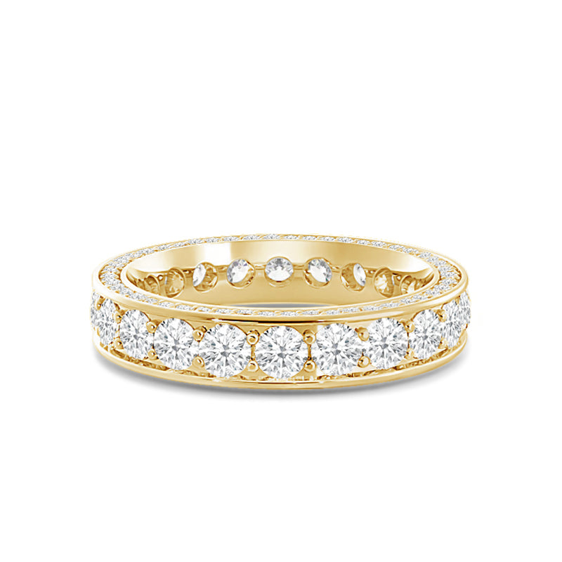 Pave Sides Round Diamond Eternity Ring with 18KT Yellow Gold / Lab / 3 3/4 Cut Diamond in 14KT Yellow Gold / Lab / 3 3/4 view 1
