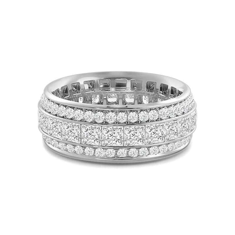 Triple Row Princess and Round Diamond Eternity Ring with Platinum / Lab / 3 5/8 Cut Diamond in 14KT Platinum / Lab / 3 5/8 view 1
