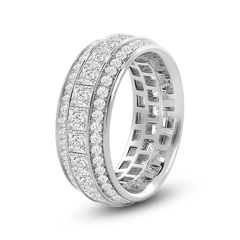 Triple Row Princess and Round Diamond Eternity Ring with Platinum / Lab / 3 5/8 Cut Diamond in 14KT Platinum / Lab / 3 5/8 view 2
