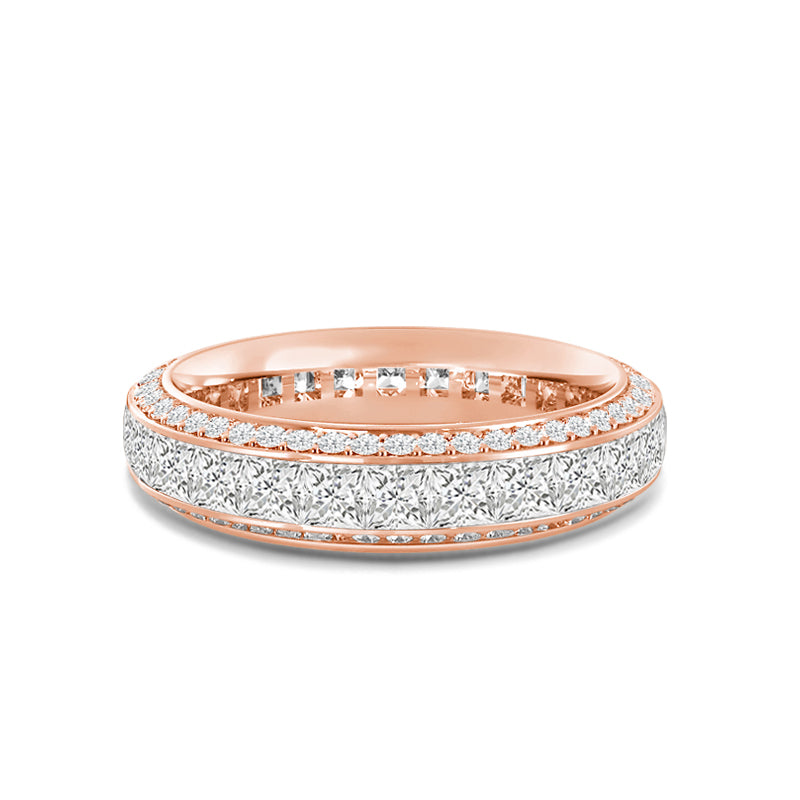 Pave Sides Princess Diamond Eternity Ring with 18KT Rose Gold / Lab / 5 1/8 Cut Diamond in 14KT Rose Gold / Lab / 5 1/8 view 1
