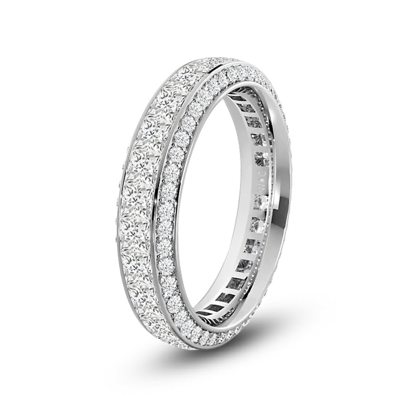 Pave Sides Princess Diamond Eternity Ring with Platinum / Lab / 5 1/8 Cut Diamond in 14KT Platinum / Lab / 5 1/8 view 2
