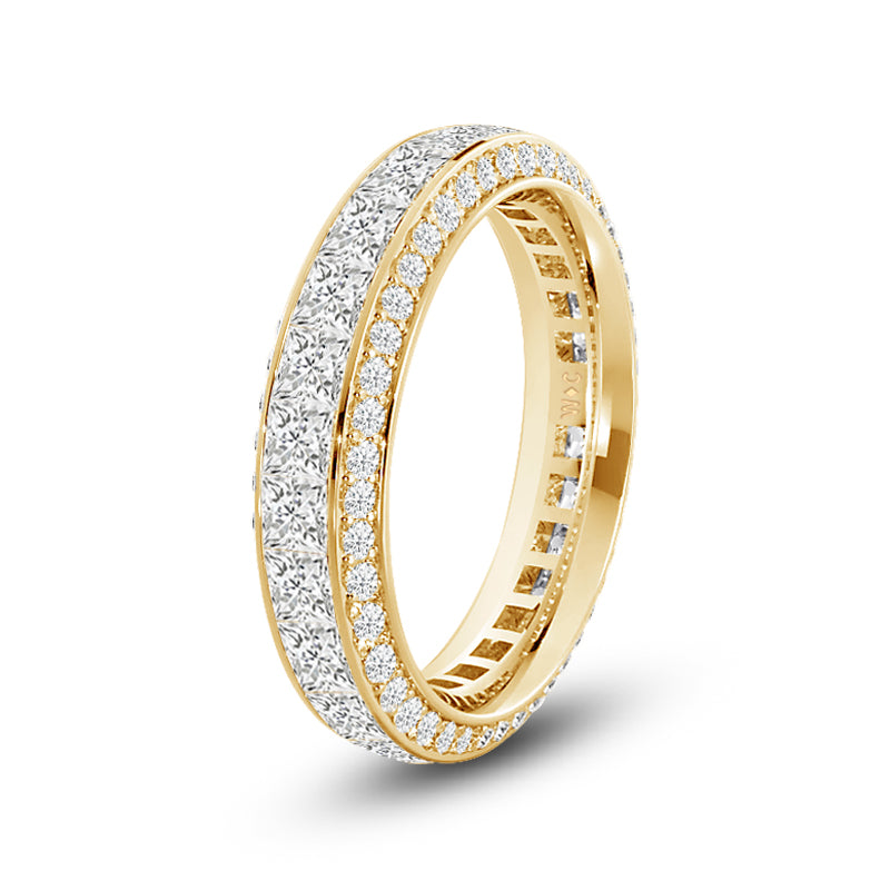 Pave Sides Princess Diamond Eternity Ring with 18KT Yellow Gold / Lab / 5 1/8 Cut Diamond in 14KT Yellow Gold / Lab / 5 1/8 view 2

